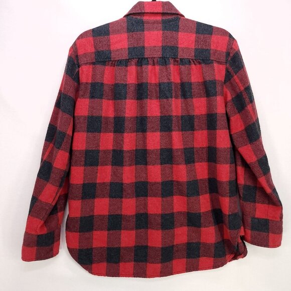 Madewell Flannel Shirt Button Up Red Buffalo Plaid Long Sleeve Size Small Boxy - Picture 2 of 13